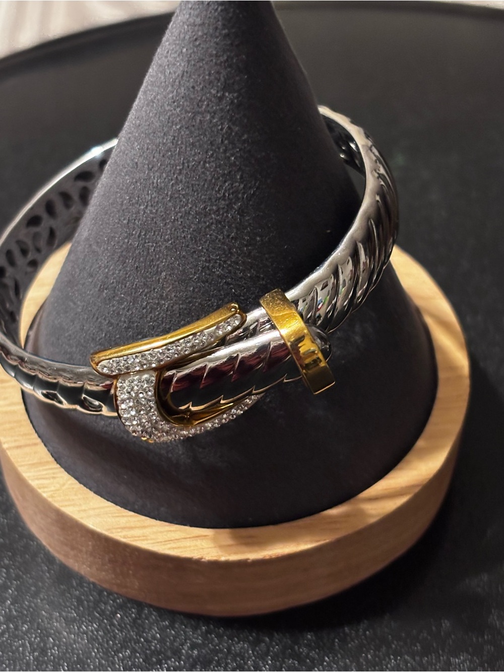 Nadri Two-Tone Pave Buckle Bracelet - Silver & Gold - Picture 1 of 13